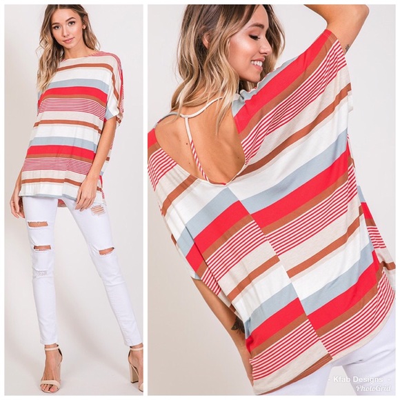 ❤️LAST 1! A -Line Back Super Soft Striped Tunic! - Picture 2 of 4